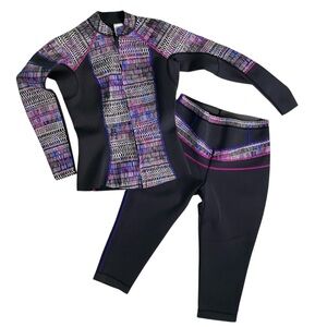 prAna Mara Jacket & Ara Swim Tights Black Driftwood Neoprene Wet Suit (Size M)
